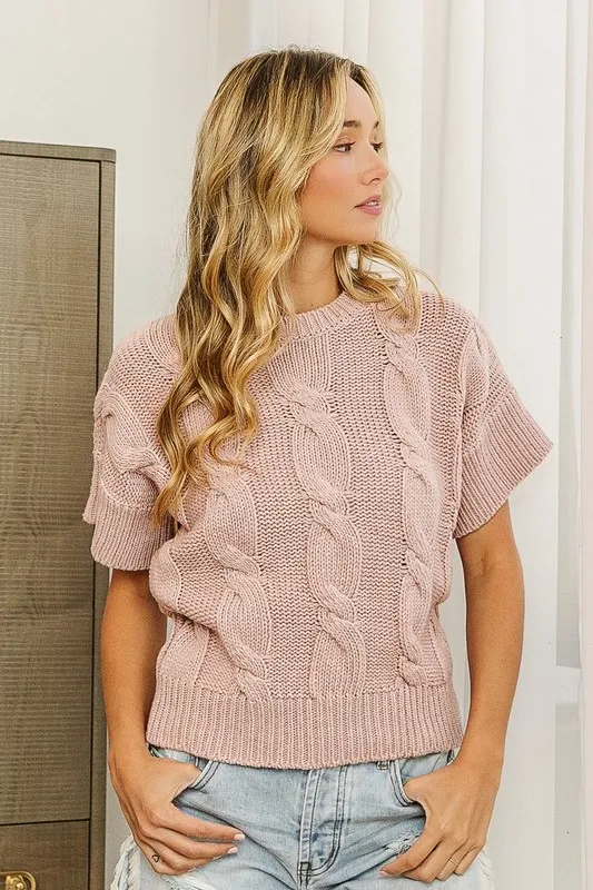 Cable Knit Textured Sweater Top