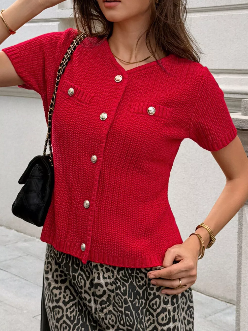 Button Down Short Sleeve Cardigan, image 4