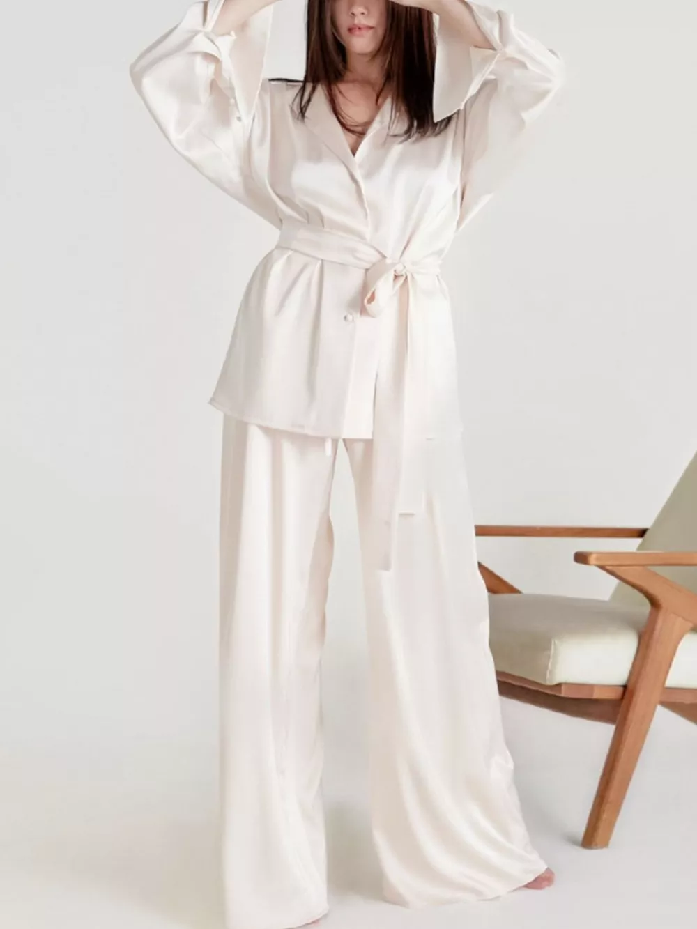 Satin Long Sleeve Shirt and Pants Set, image 10
