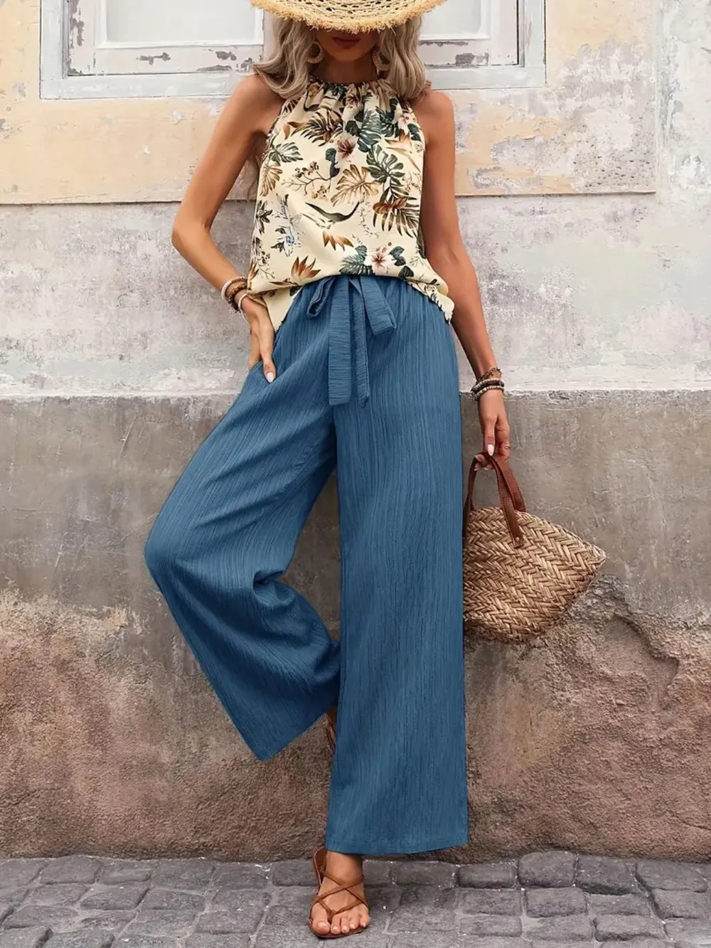 Printed Tank Top and Wide Leg Pants Set, image 28