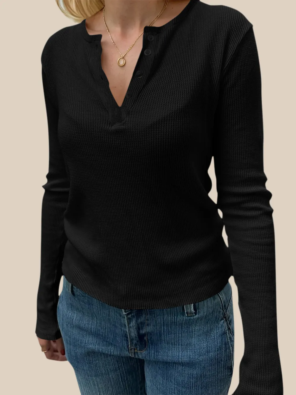 Quarter Button Long Sleeve T-Shirt, image 13