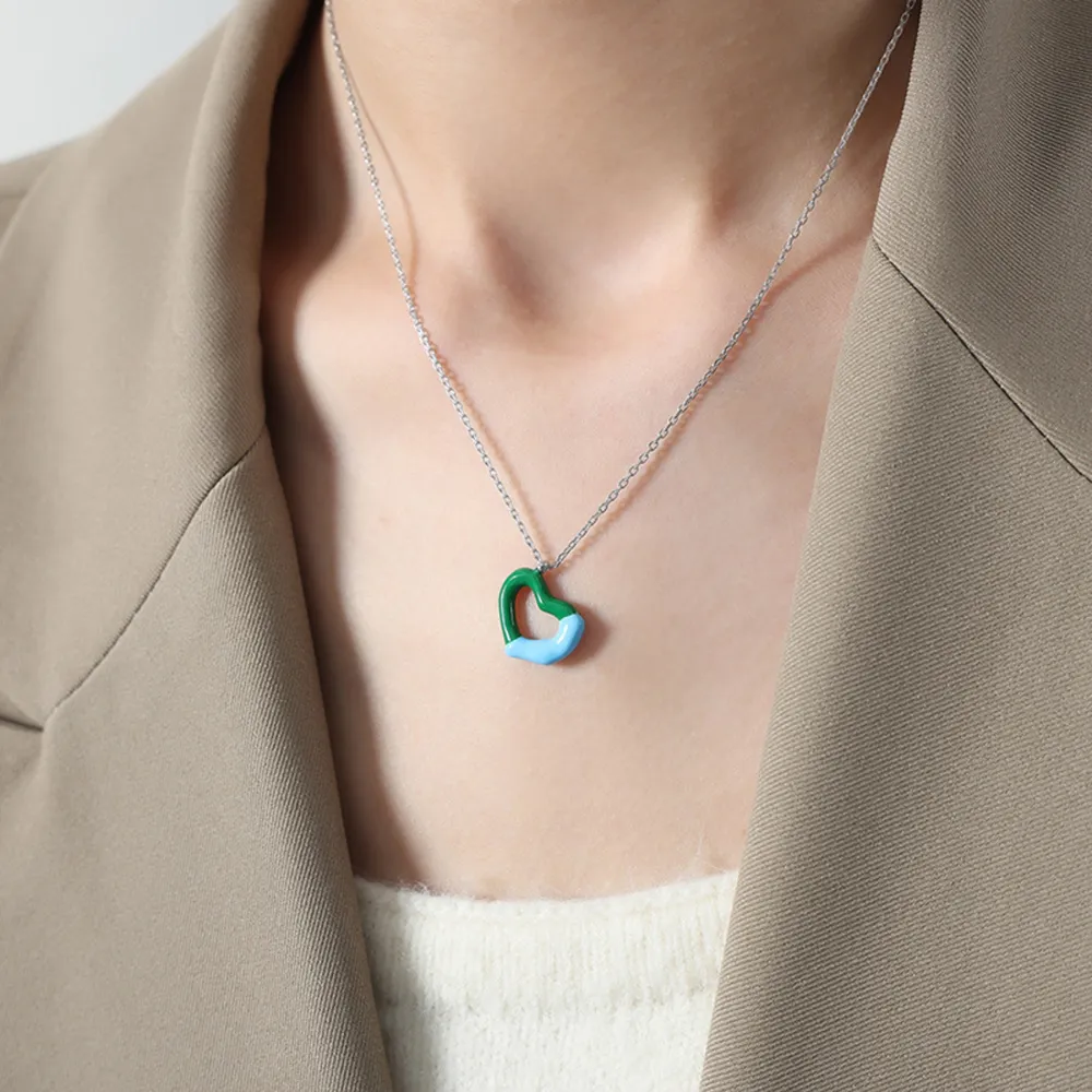 Heart Pendant Titanium Steel Necklace, image 7