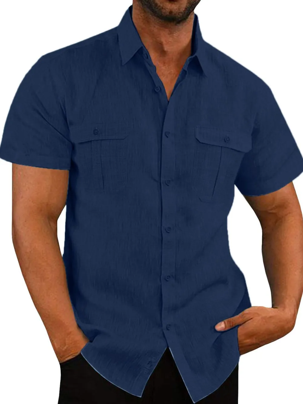 Men's Plus Size Collared Neck Short Sleeve Shirt, image 11