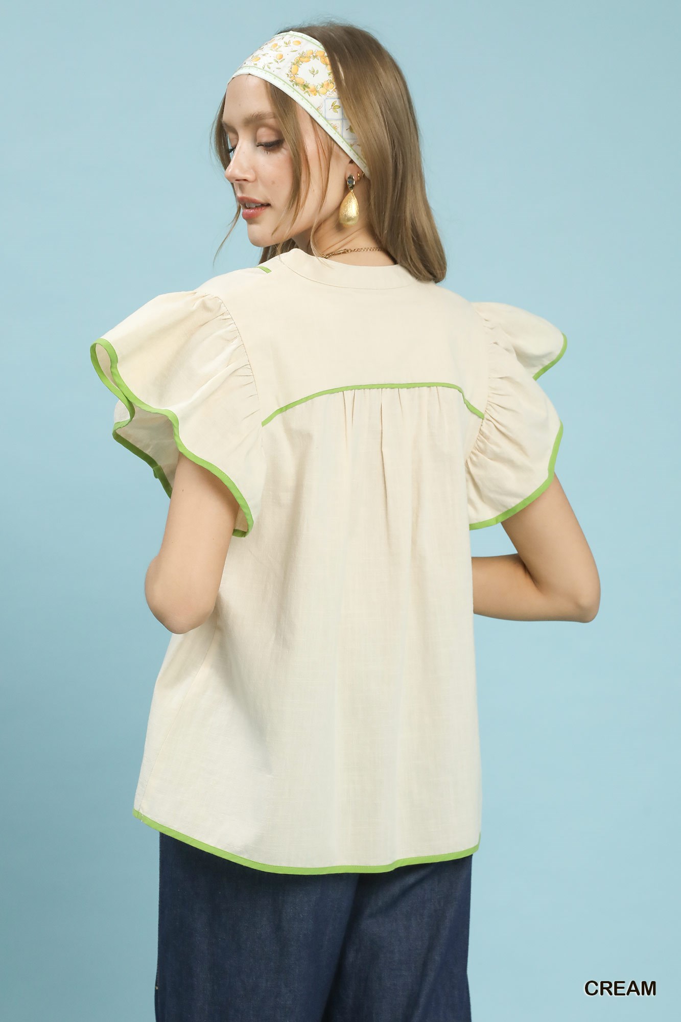 Contrast Trim Babydoll Blouse, image 5