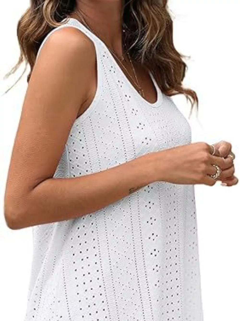 Eyelet Scoop Neck Tank, image 30