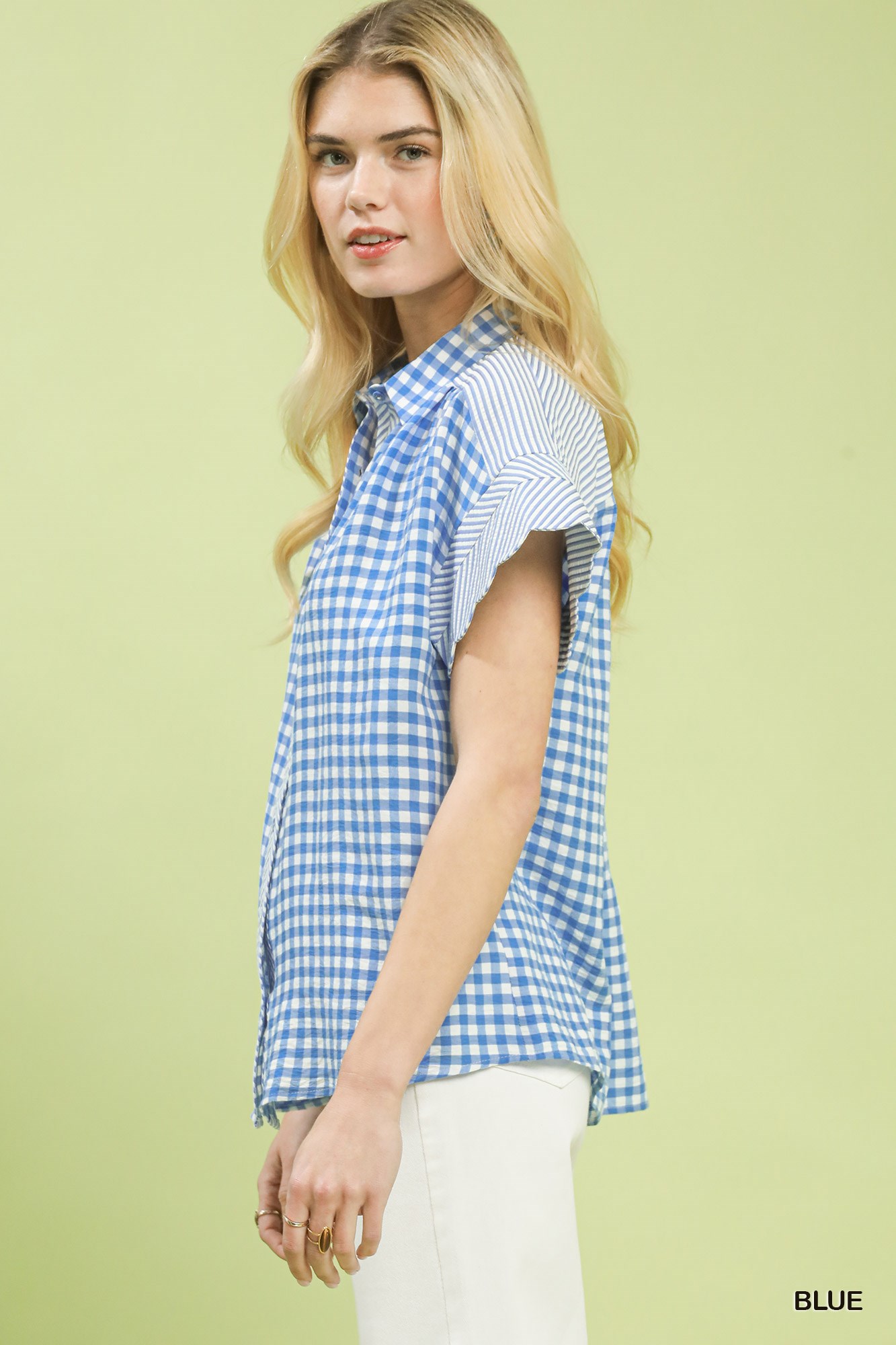 Mixed Gingham Short Sleeve Shirt, image 5