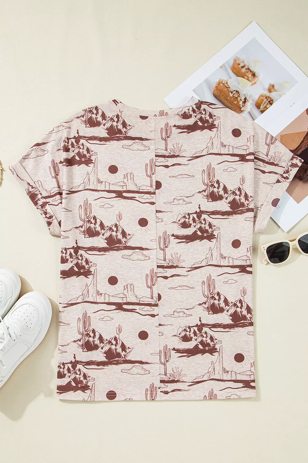 Desert Sand Print Short Sleeve Knit Top, image 4