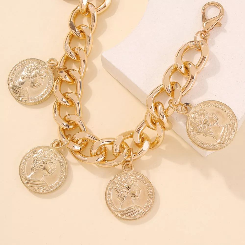 18K Gold-Plated Coin Charm Bracelet, image 5