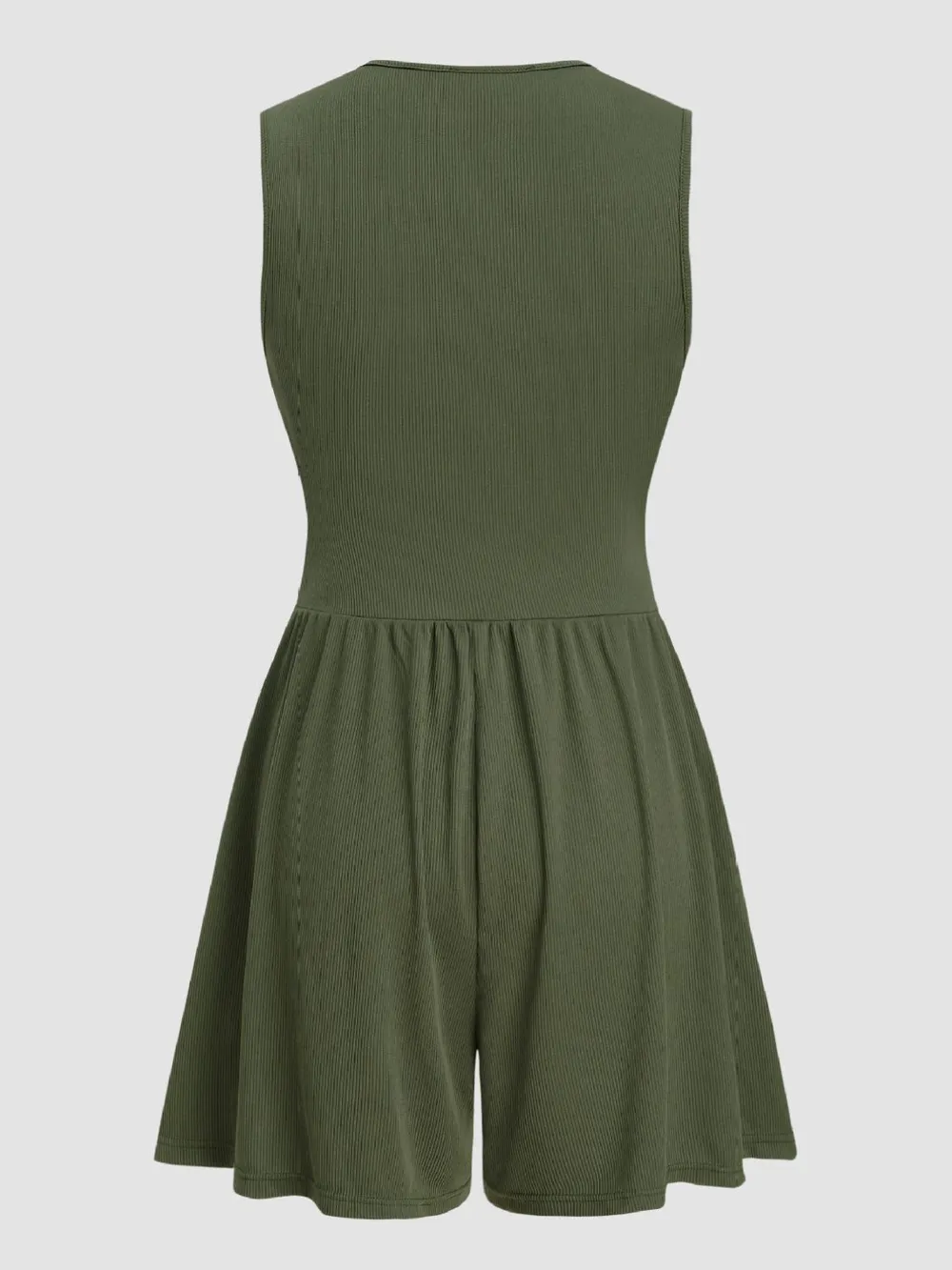 Ruched Plunge Sleeveless Romper, image 3
