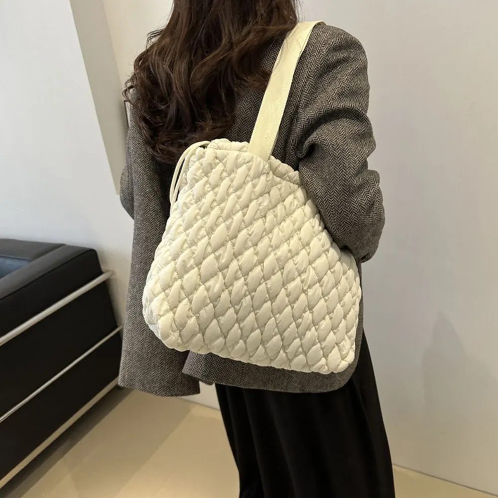 Drawstring Bubble Texture Tote Bag, image 16