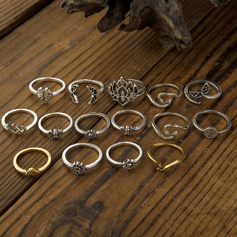 Alloy Multi Shapes 15-Piece Ring Set, image 2
