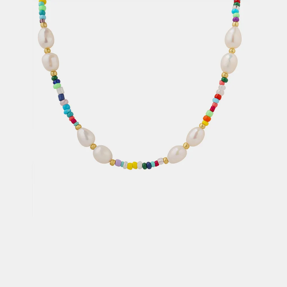 Freshwater Pearl Titanium Steel Bead Necklace, image 5
