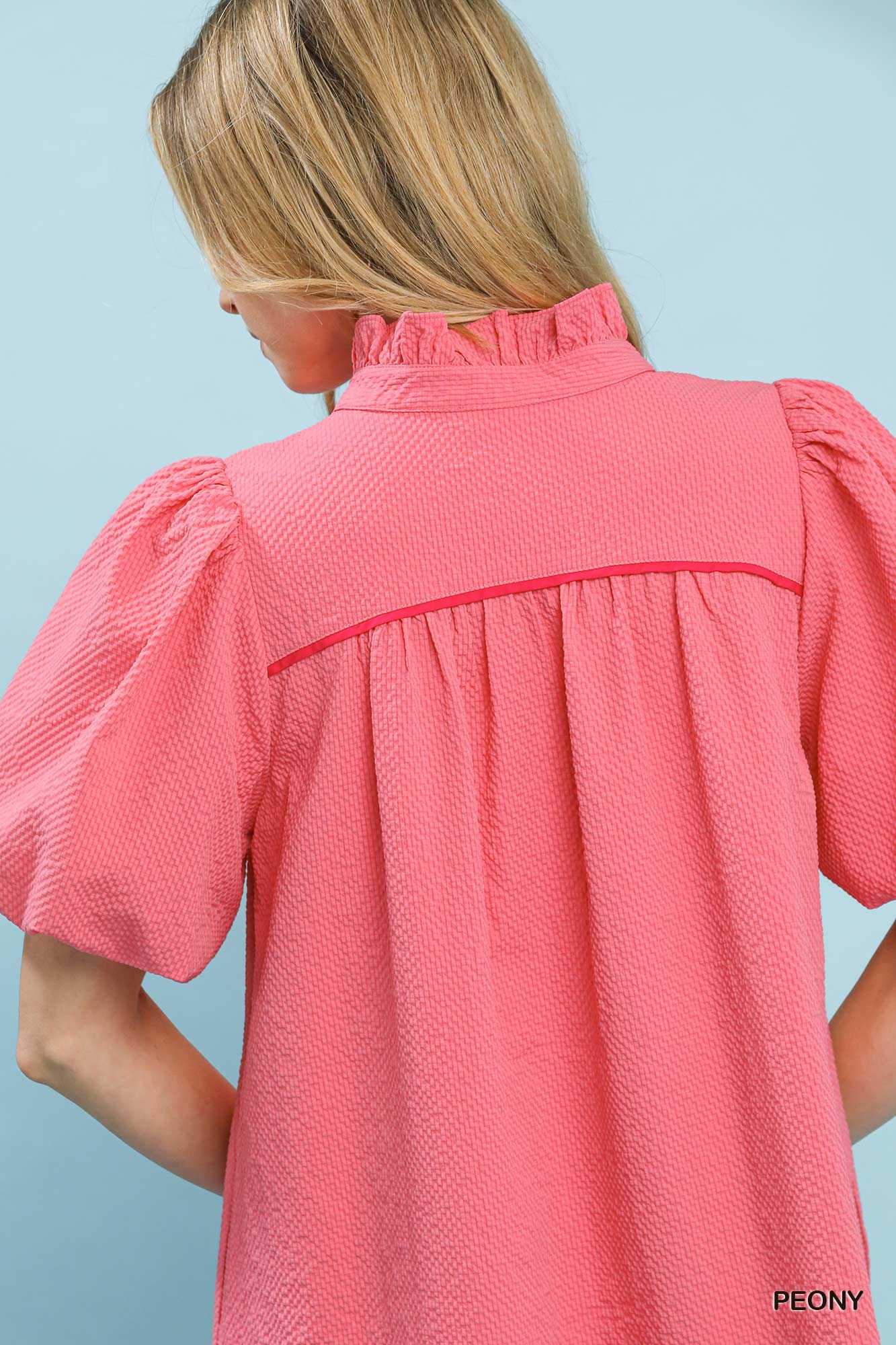 Seersucker Puff Sleeve Dress, image 4