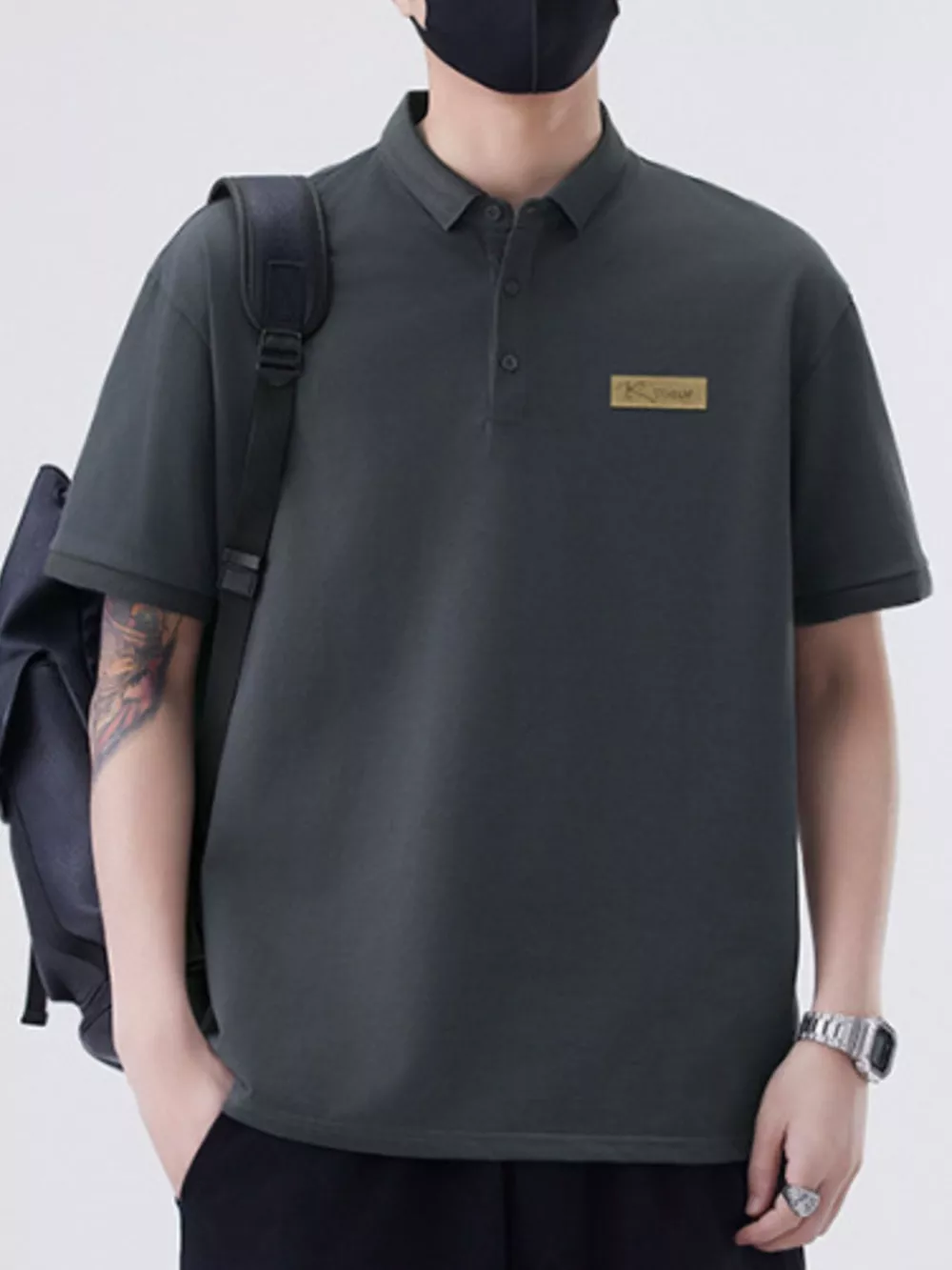Men's Plus Size Button Detail Short Sleeve Polo, image 5