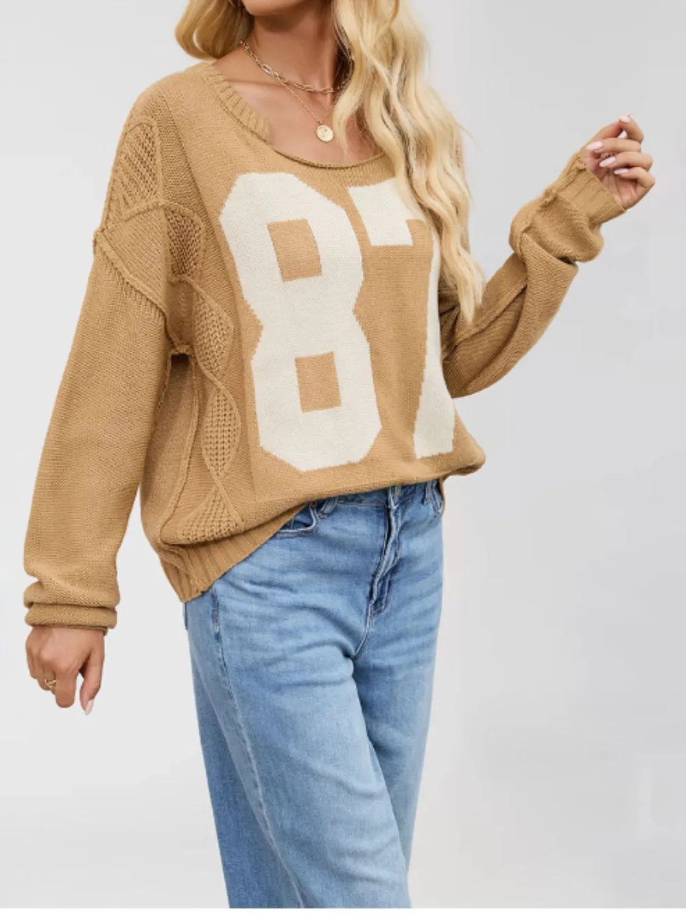 Number 81 Oversized Cable Knit Sweater, image 10