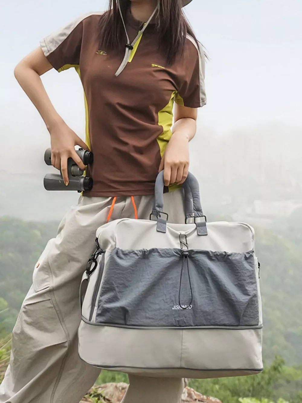 Drawstring Color Block Travel Bag, image 6
