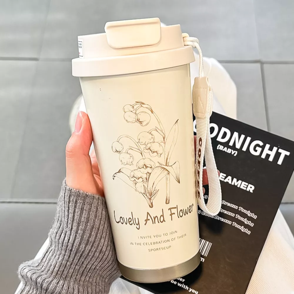 Lovely and Flower Aesthetic Tumbler with Straw, image 3