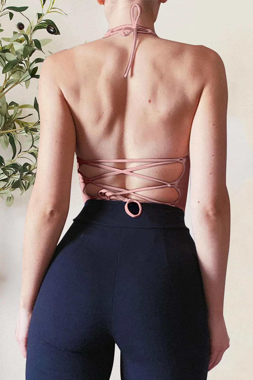 Backless Lace-Up Halter Neck Cami, image 6