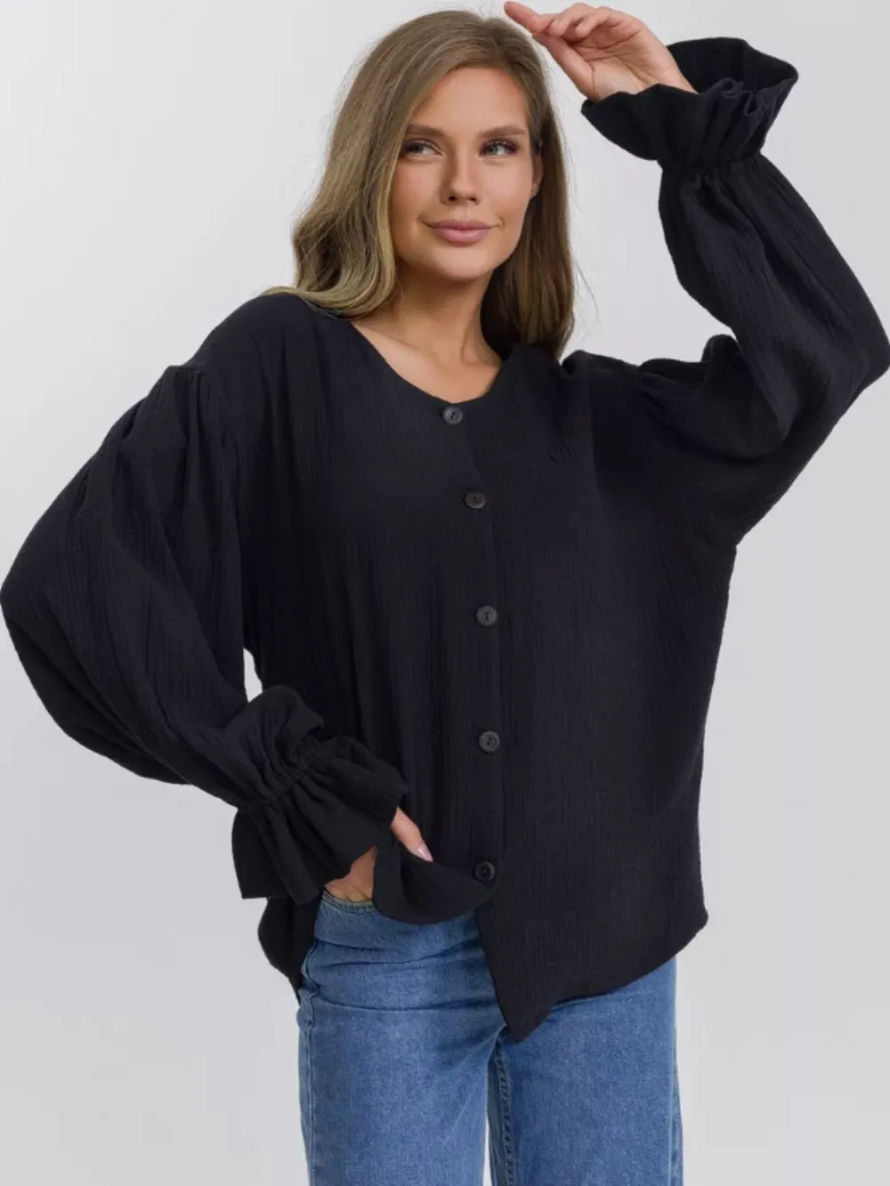 Button Up Flounce Sleeve Shirt, image 22