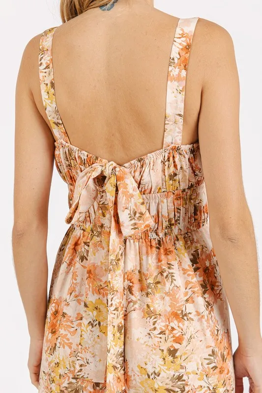 Flower Print Gathered Bust Sleeveless Jumpsuit, image 4