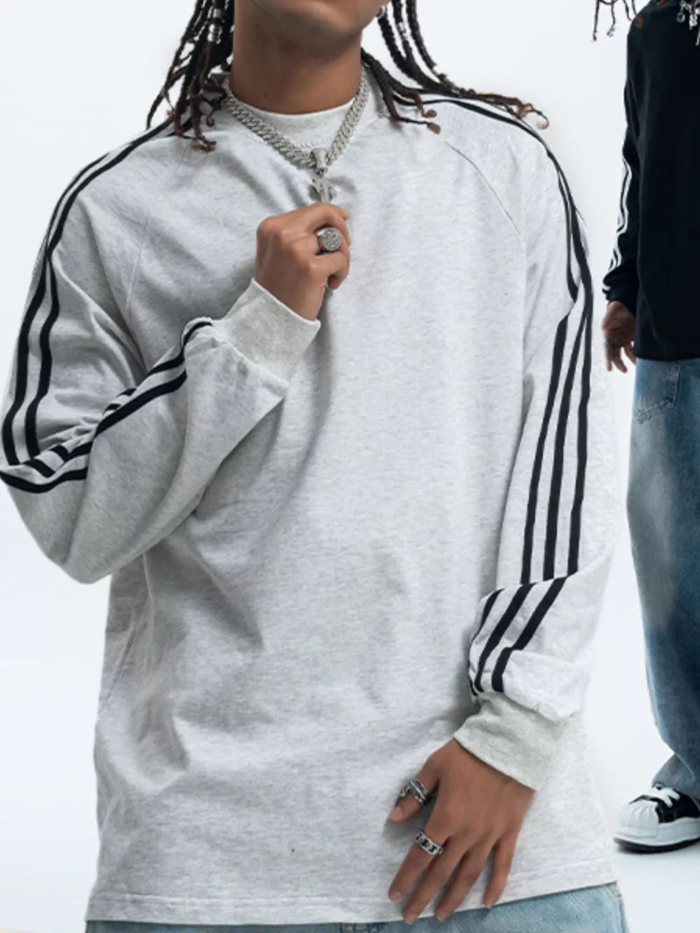 Men's Striped Round Neck Long Sleeve T-Shirt, image 6