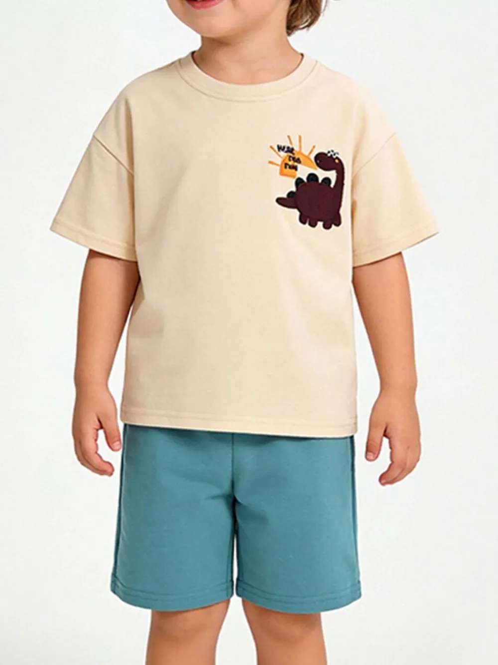 Children's Dinosaur Round Neck Tee and Shorts Set