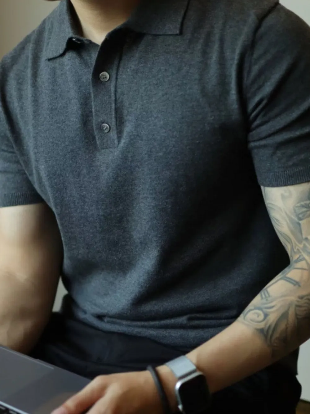 Men's Plus Size Button Detail Short Sleeve Polo, image 7