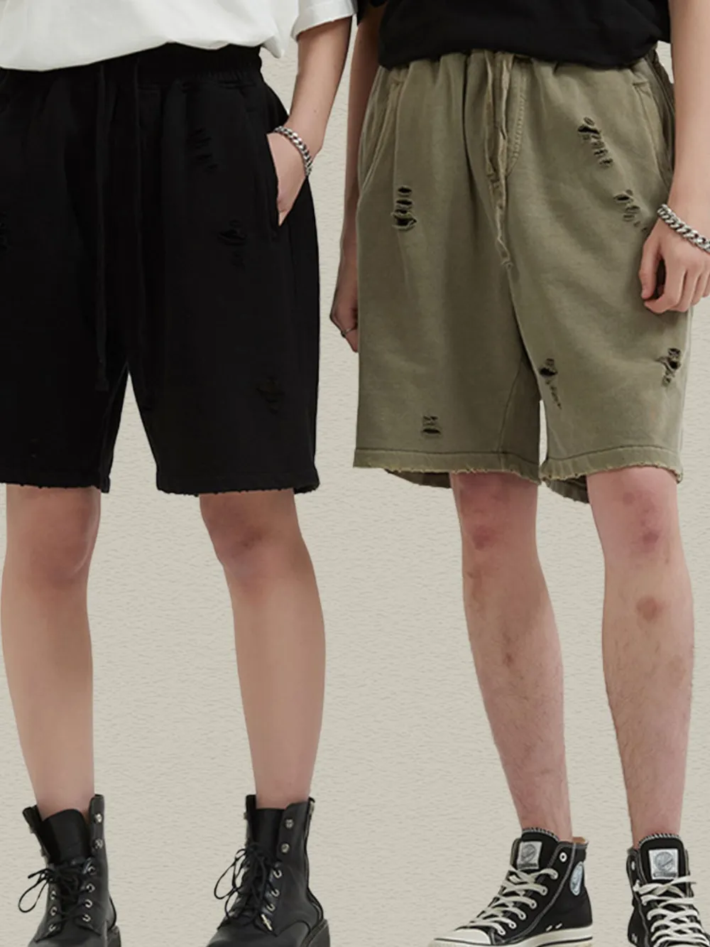 Men's Distressed Drawstring Shorts, image 4