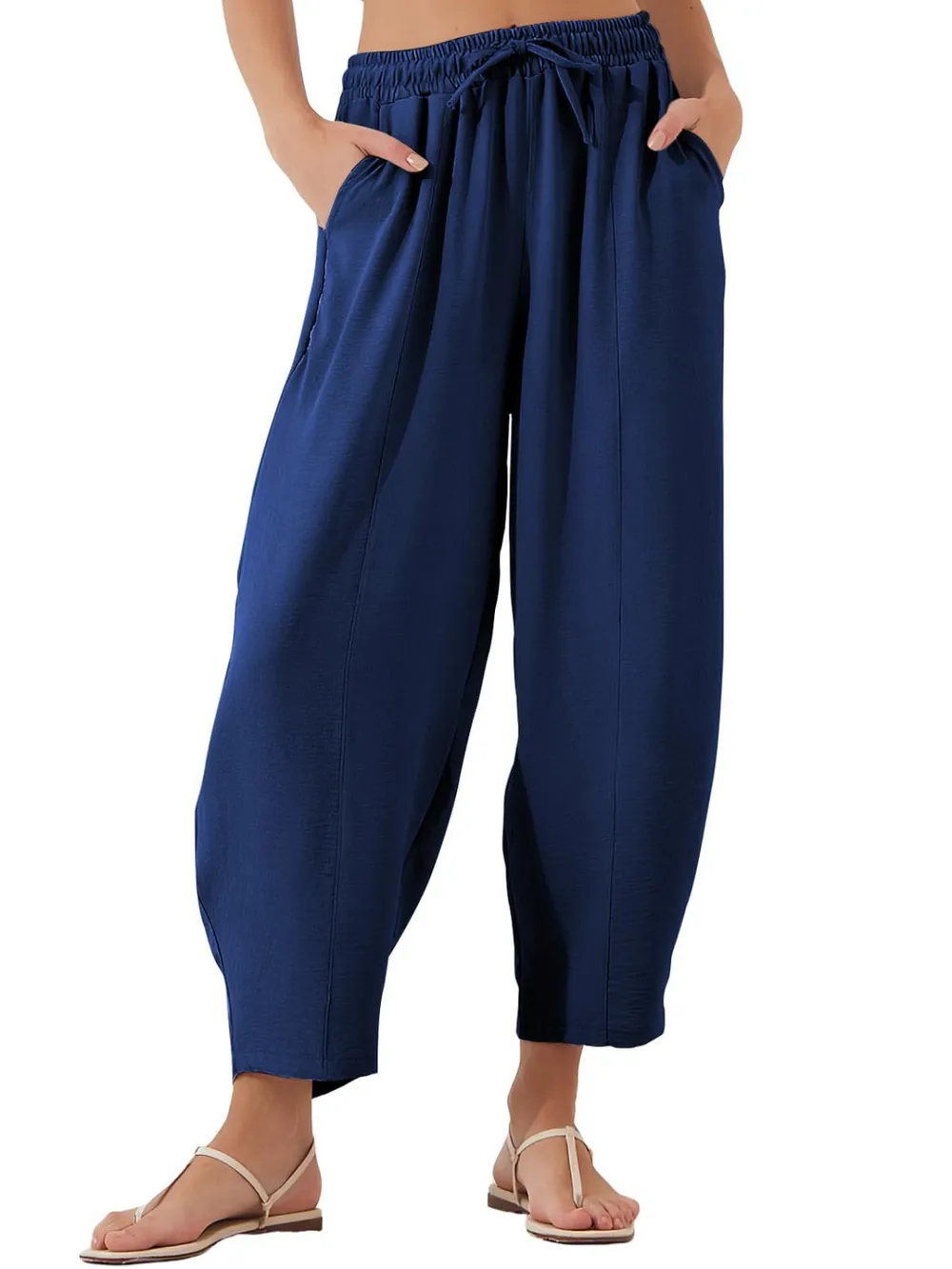 Full Size Drawstring Cropped Jogger Pants Plus Size, image 6