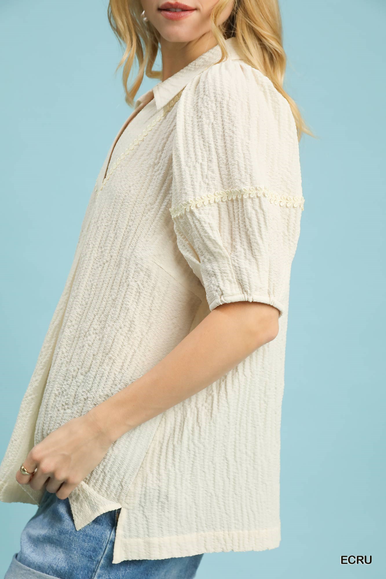 Textured Puff Sleeve Blouse, image 4