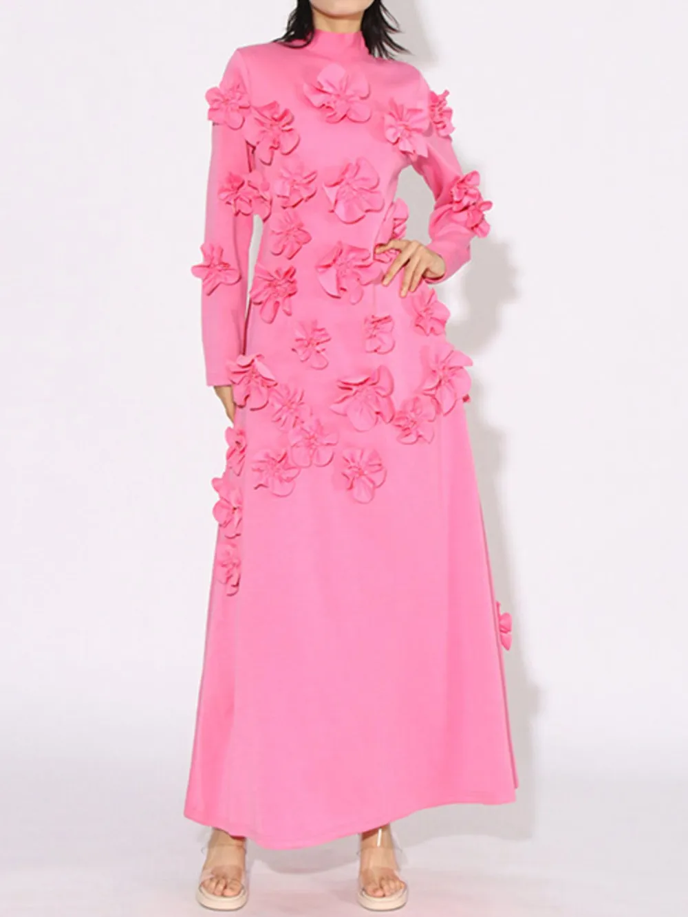 Floral Applique Long Sleeve Maxi Dress, image 8