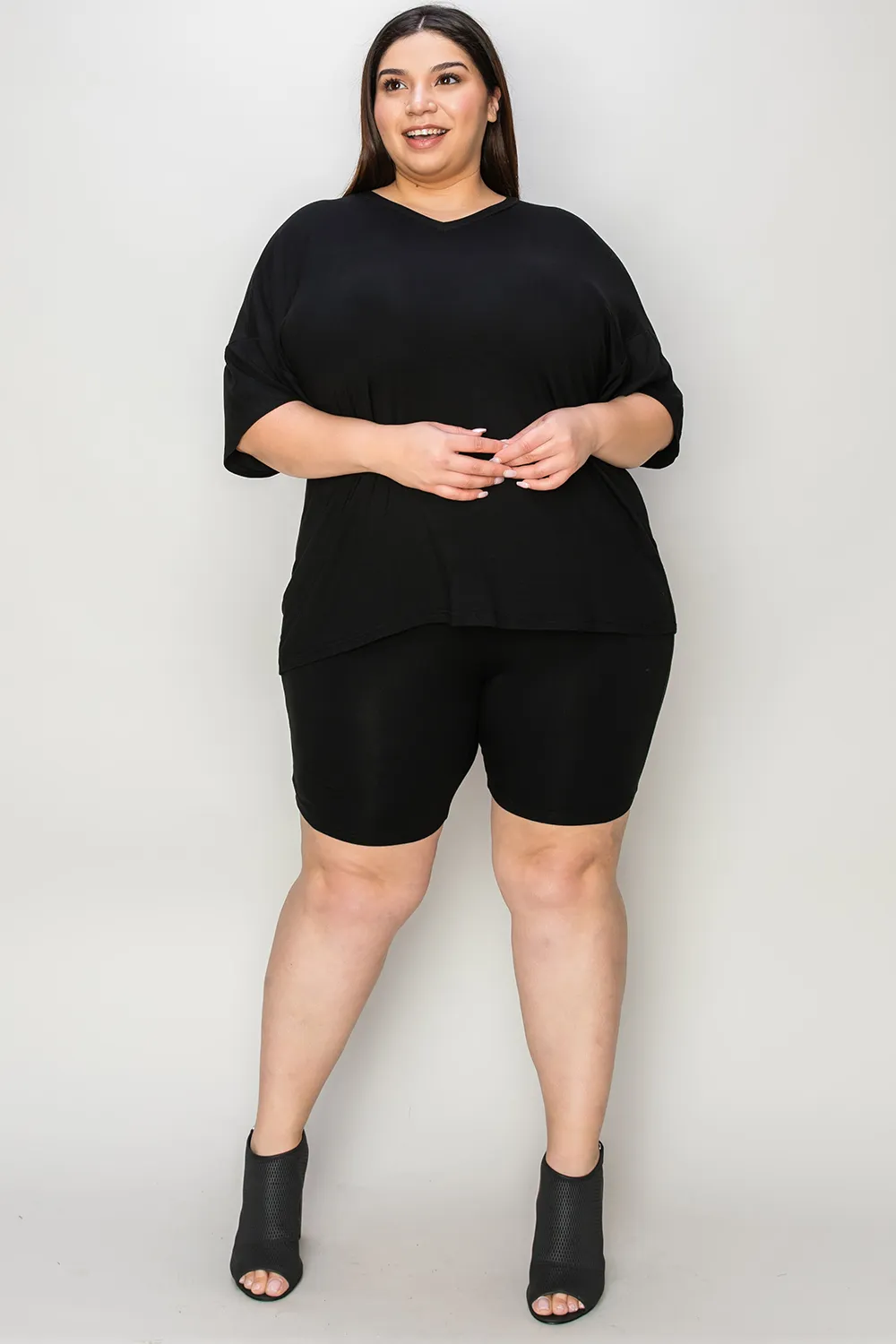 Bamboo Full Size V-Neck Drop Shoulder T-Shirt and Shorts Set, image 27