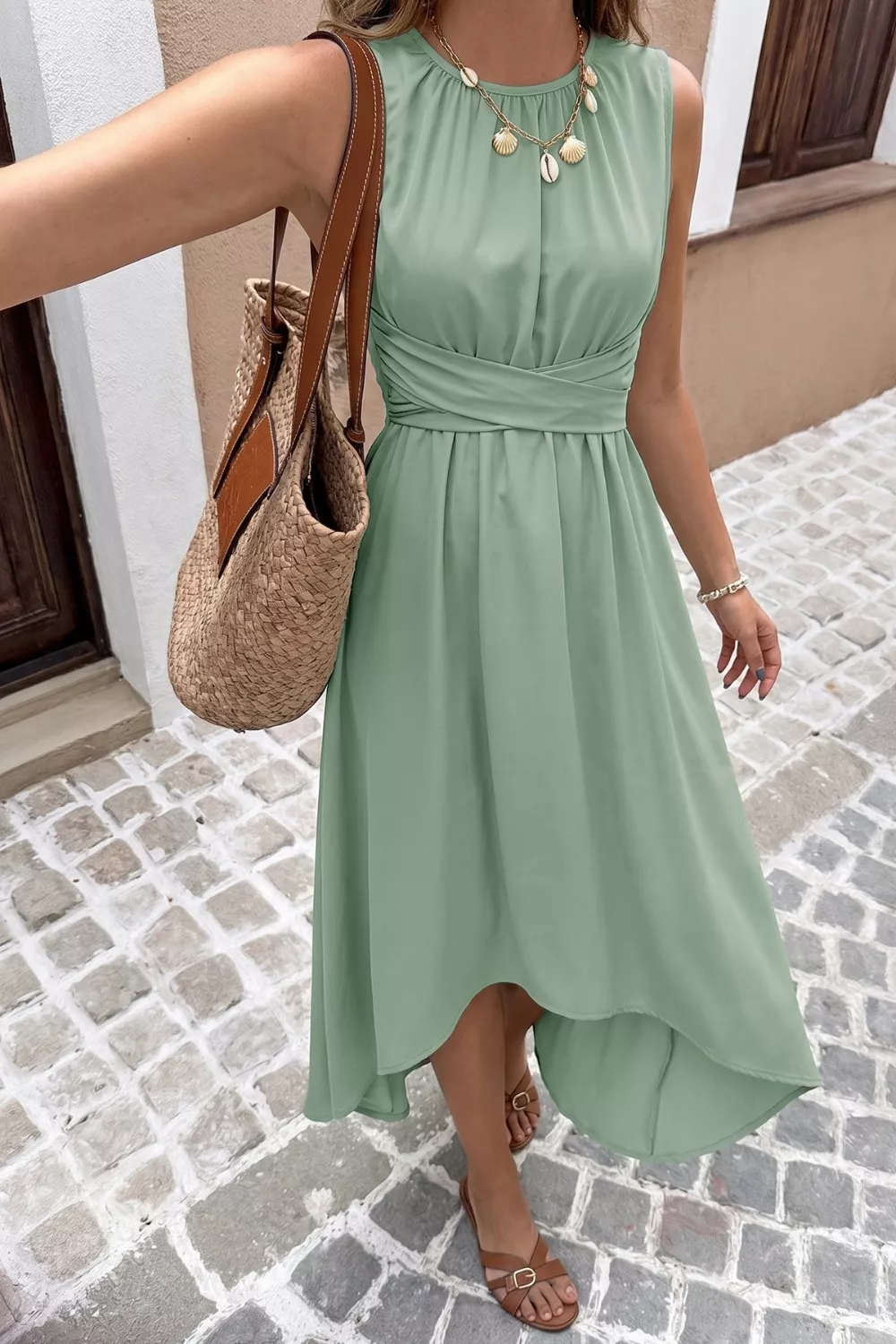 Sleeveless High-Low Hem A-Line Dress, image 6