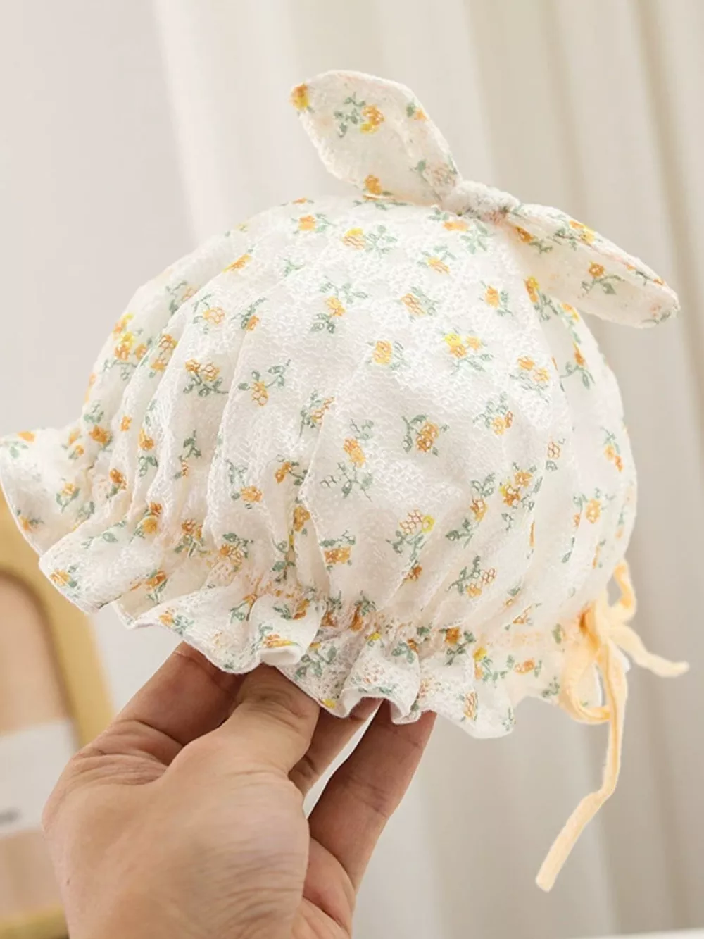 Children's Floral Print Bunny Ear Hat, image 2