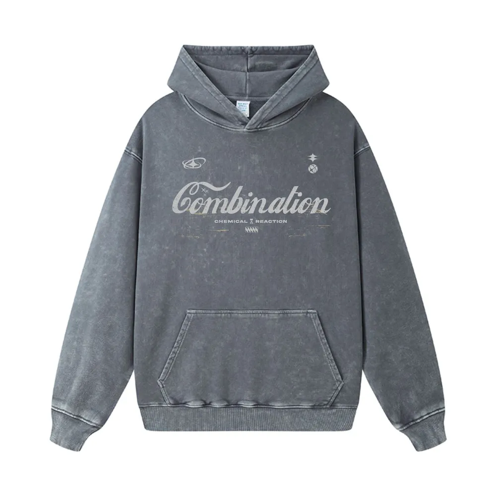 Men's Letter Washed Kangaroo Pocket Hoodie, image 6