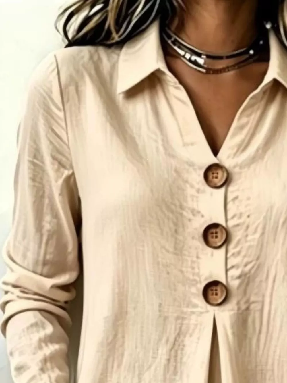 Button Detail Long Sleeve Blouse, image 2