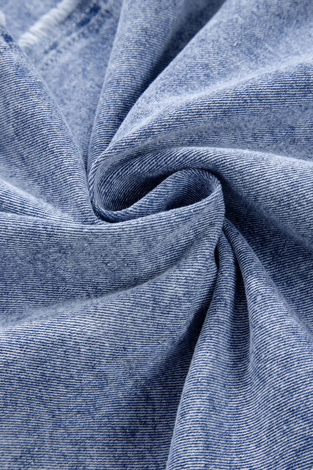 Raw Hem Button Down Long Sleeve Denim Dress, image 10
