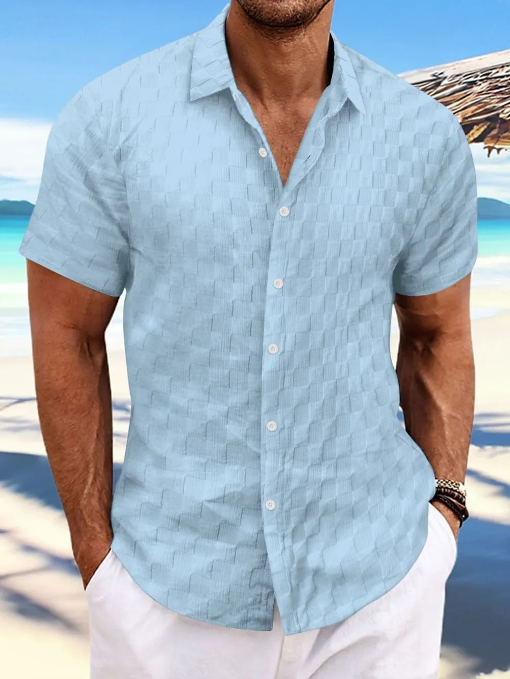 Men's Full Size Button Up Short Sleeve Shirt Plus Size, image 6