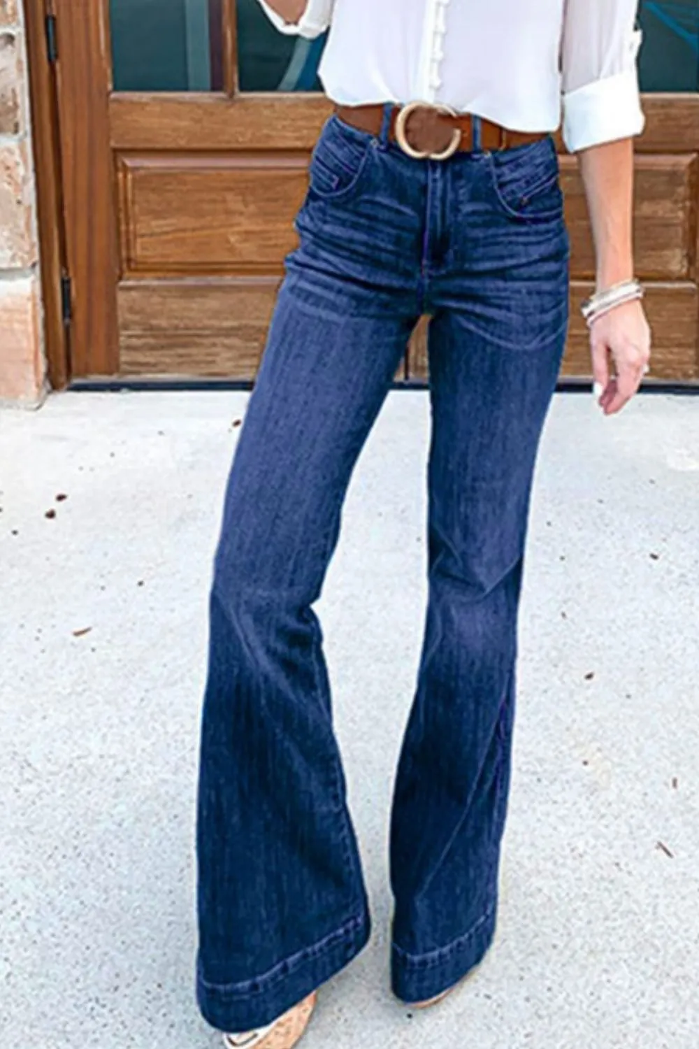 Full Size Flare Jeans with Pockets Plus Size, image 2