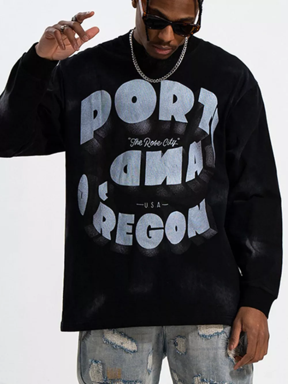 Men's Graphic Round Neck Long Sleeve T-Shirt, image 2