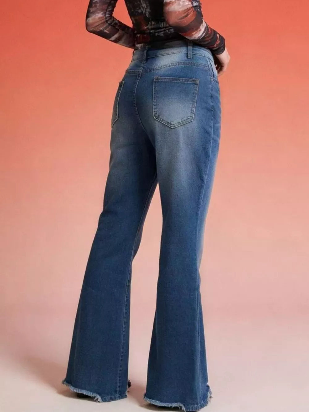 Raw Hem High-Waisted Flare Jeans, image 6