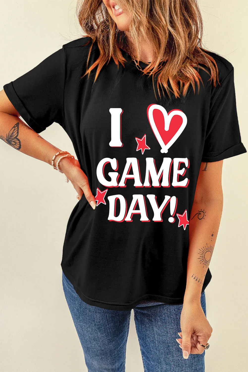 Letter Graphic Round Neck Short Sleeve T-Shirt, image 4
