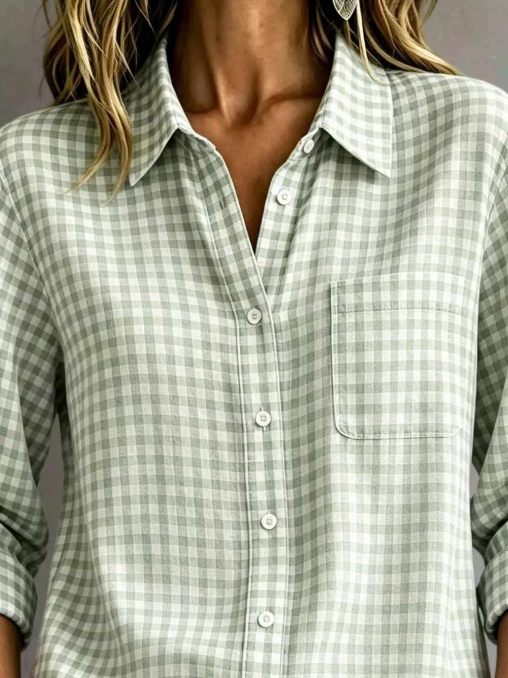Gingham Button-Down Long Sleeve Shirt, image 15