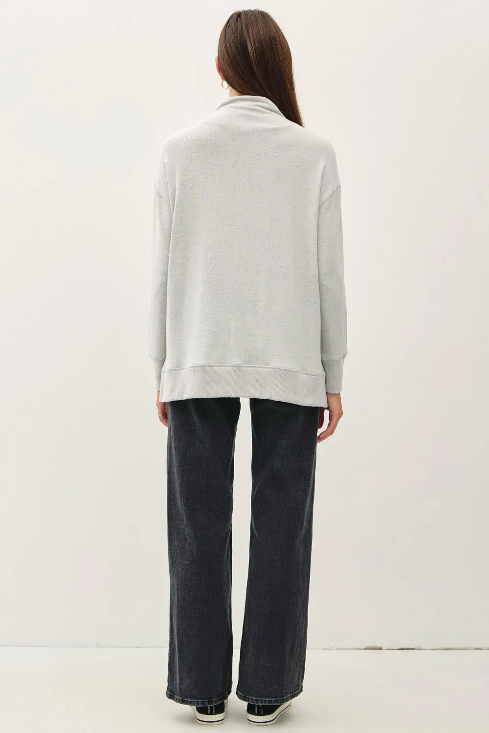 Side Slit Mock Neck Long Sleeve Tunic Top, image 2