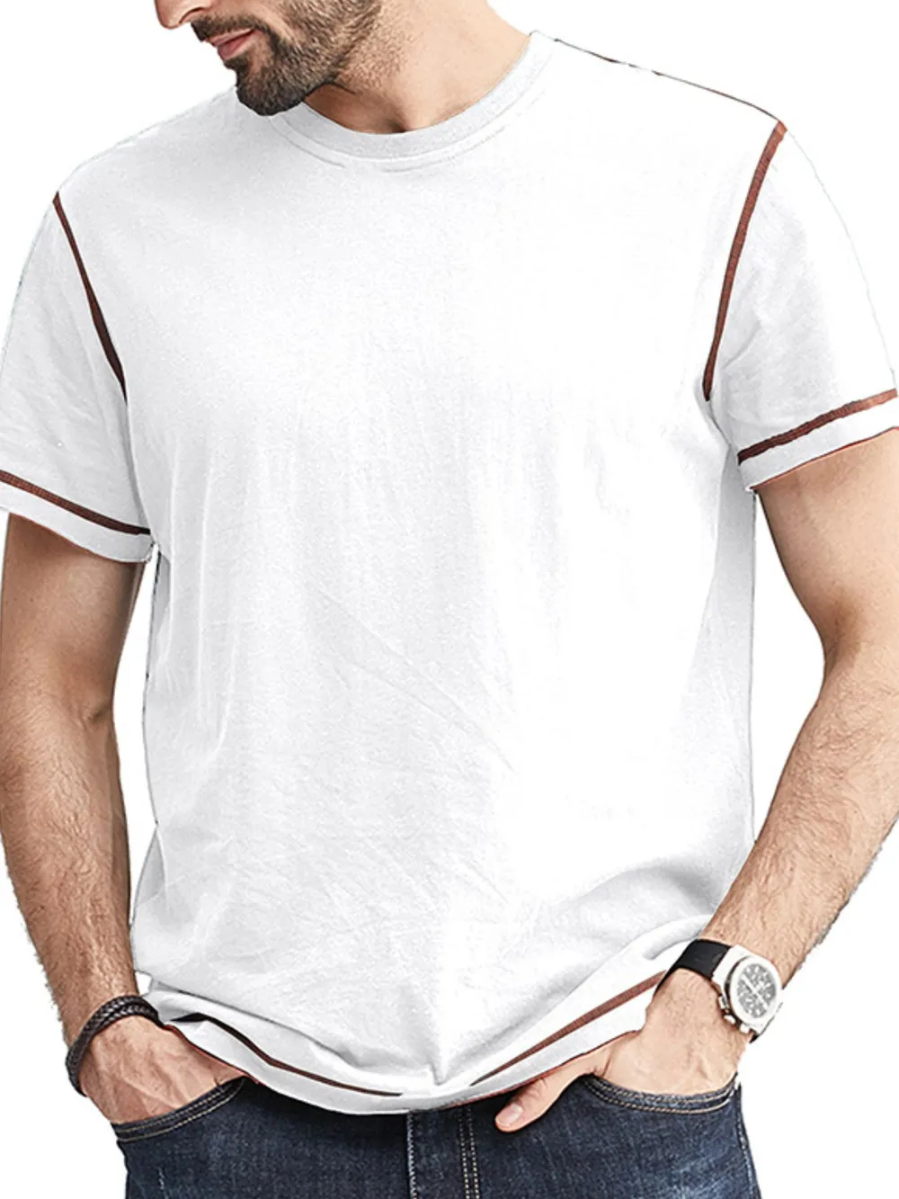 Men's Classic T-Shirt with Contrast Piping, image 2