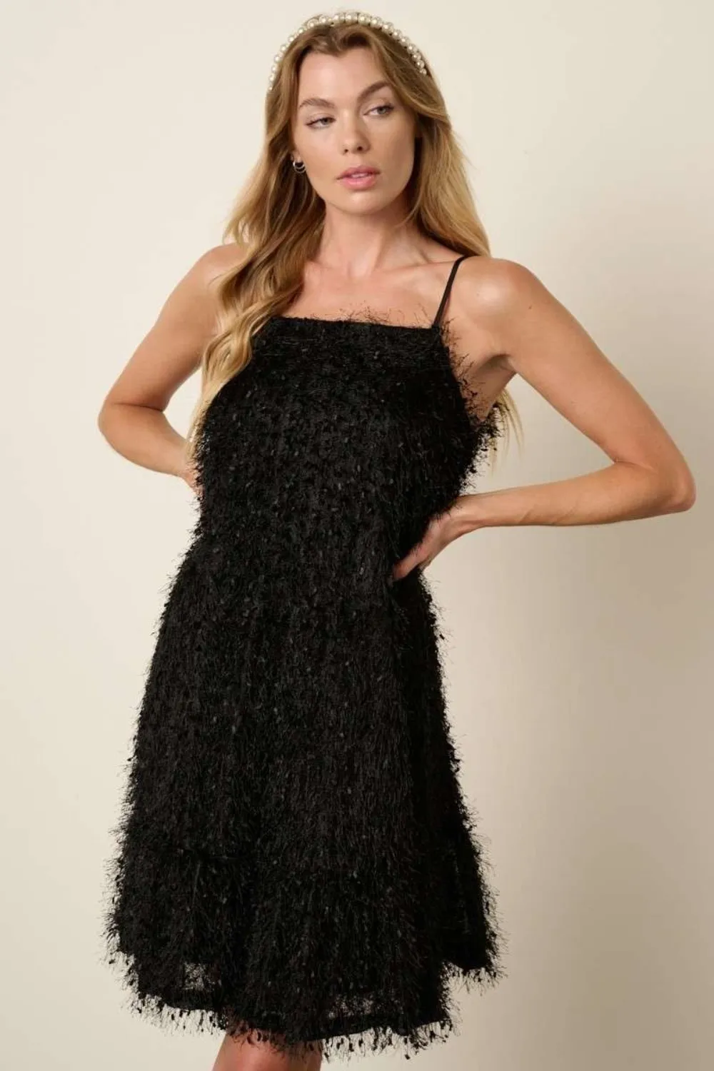 Feather Ruffle Hem Mini Cami Dress, image 4