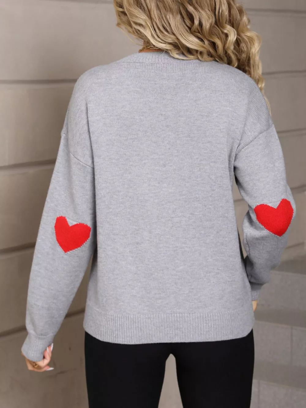 Valentine's Day Heart Graphic Dropped Shoulder Sweater, image 7