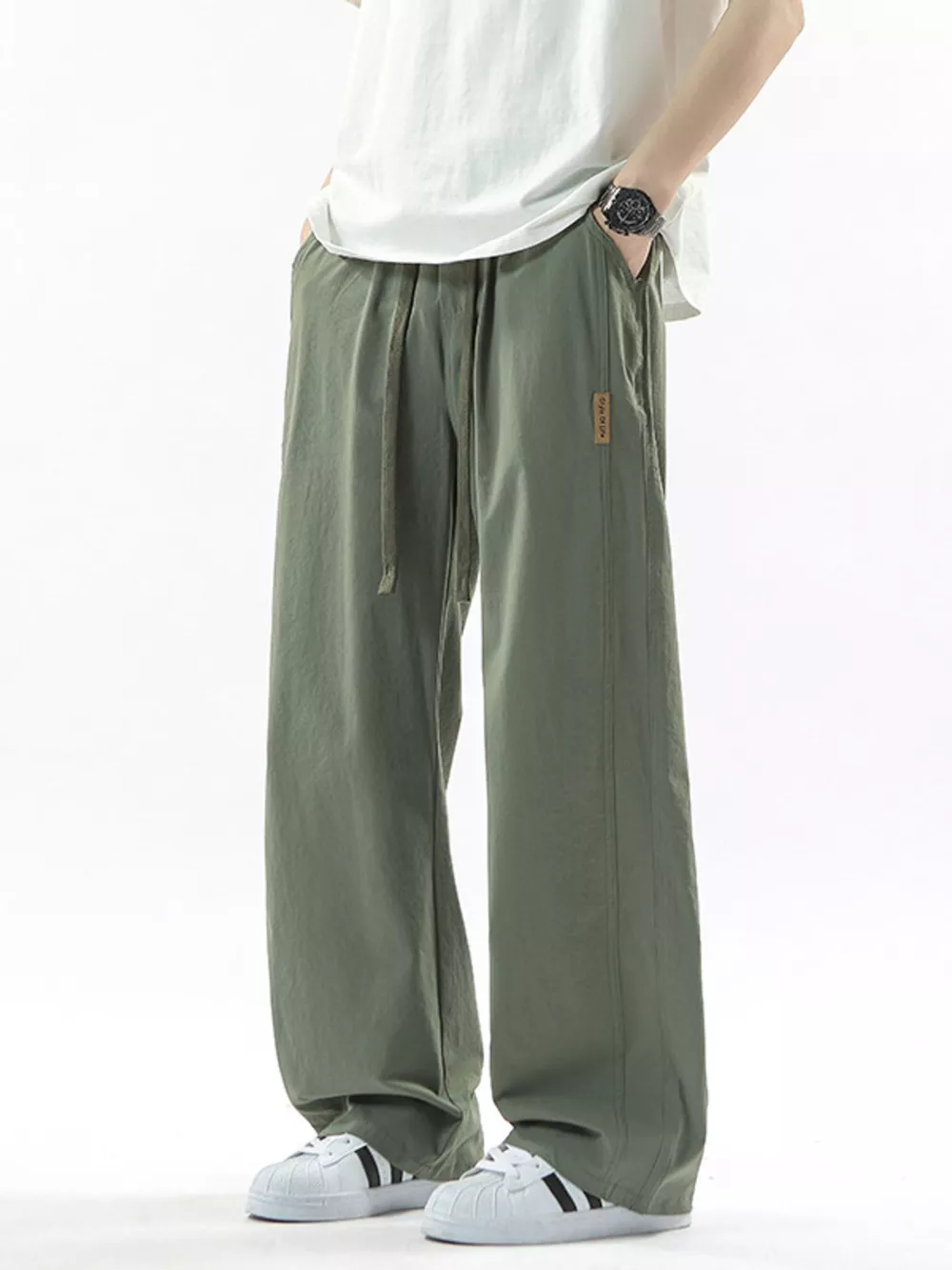 Men's Full Size Loose Fit Drawstring Wide Leg Pants Plus Size, image 6
