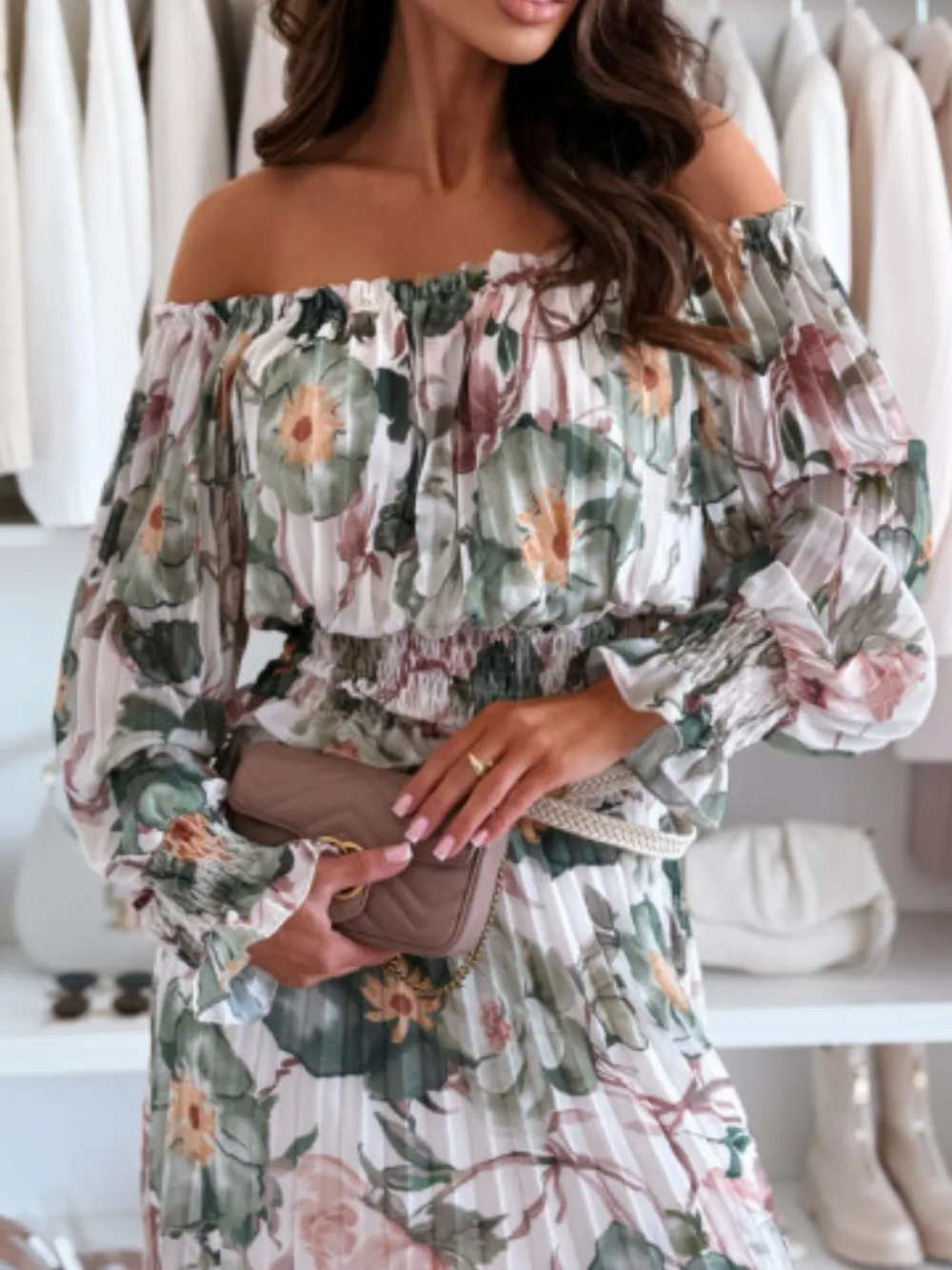 Floral Off-Shoulder Top and Skirt Two-Piece Set, image 4