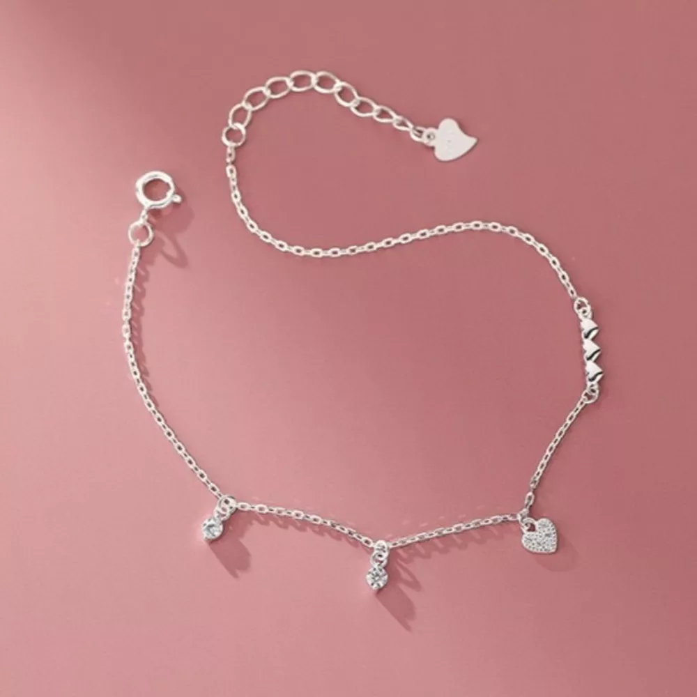 Heart Charm 925 Sterling Silver Bracelet, image 5
